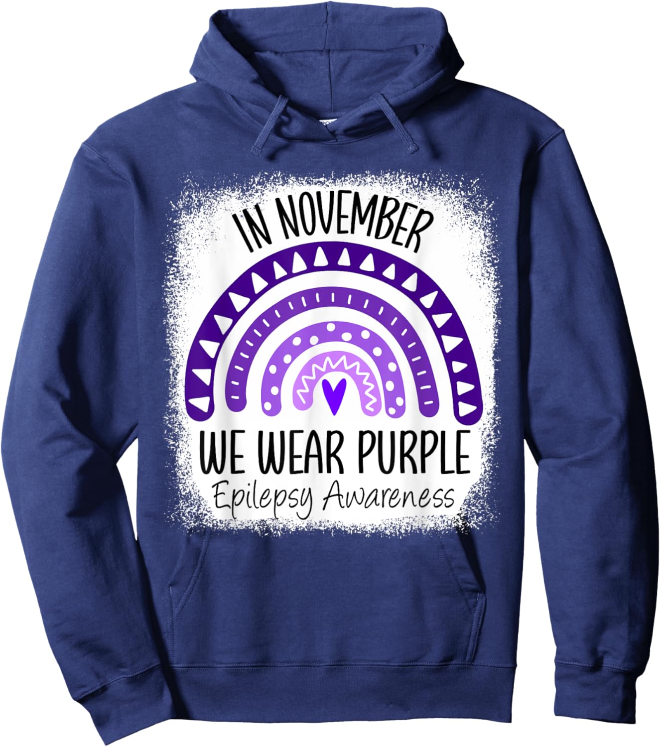 Rainbow In November We Wear Purple Epilepsy Awareness Ribbon Hoodie - Hoodie | Navy