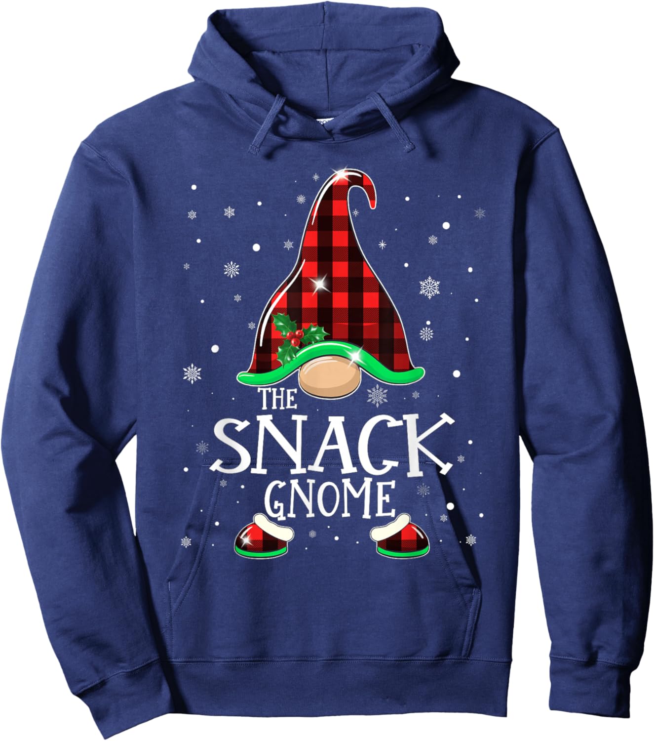 Funny The Snack Gnome Buffalo Matching Christmas Pajama Hoodie - Hoodie | Navy