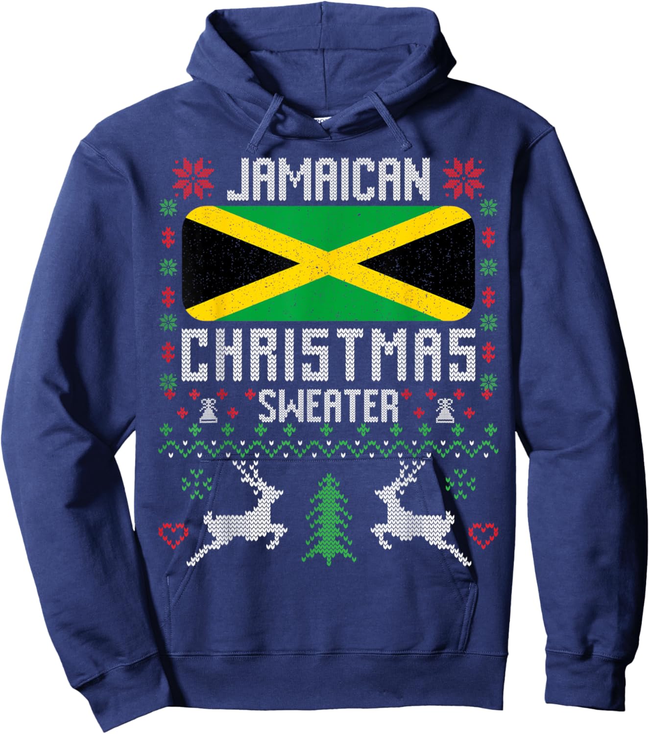 Jamaica Flag Jamaican Christmas Sweater Hoodie - Hoodie | Navy