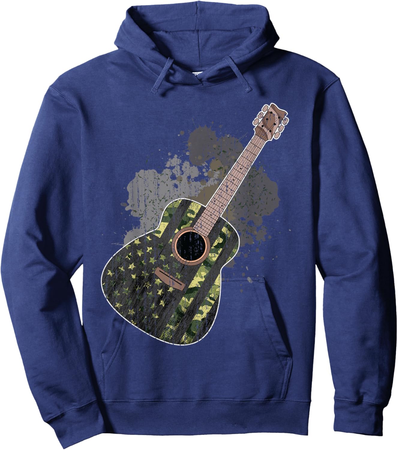 Musical Instrument Guitarist Camouflage US Flag Guitar Hoodie - Hoodie | Navy