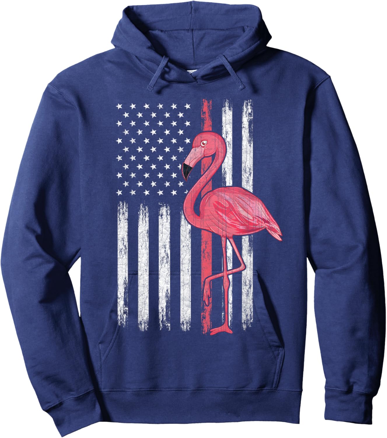 American Flag Pink Flamingo Independence Day 4th Of July Hoodie - Hoodie | Navy