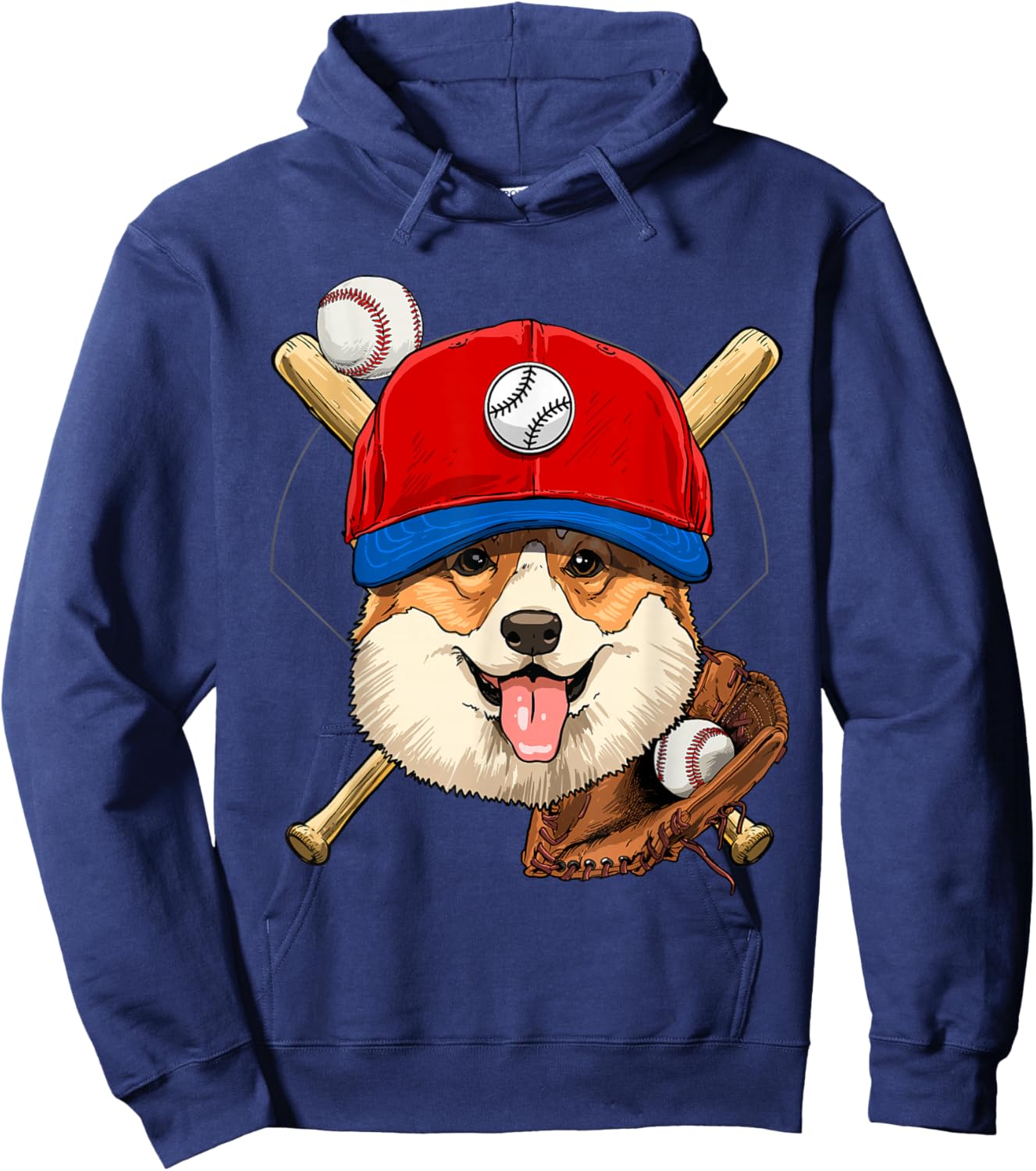 Corgi Baseball Dog Lovers Baseball Player Hoodie - Hoodie | Navy