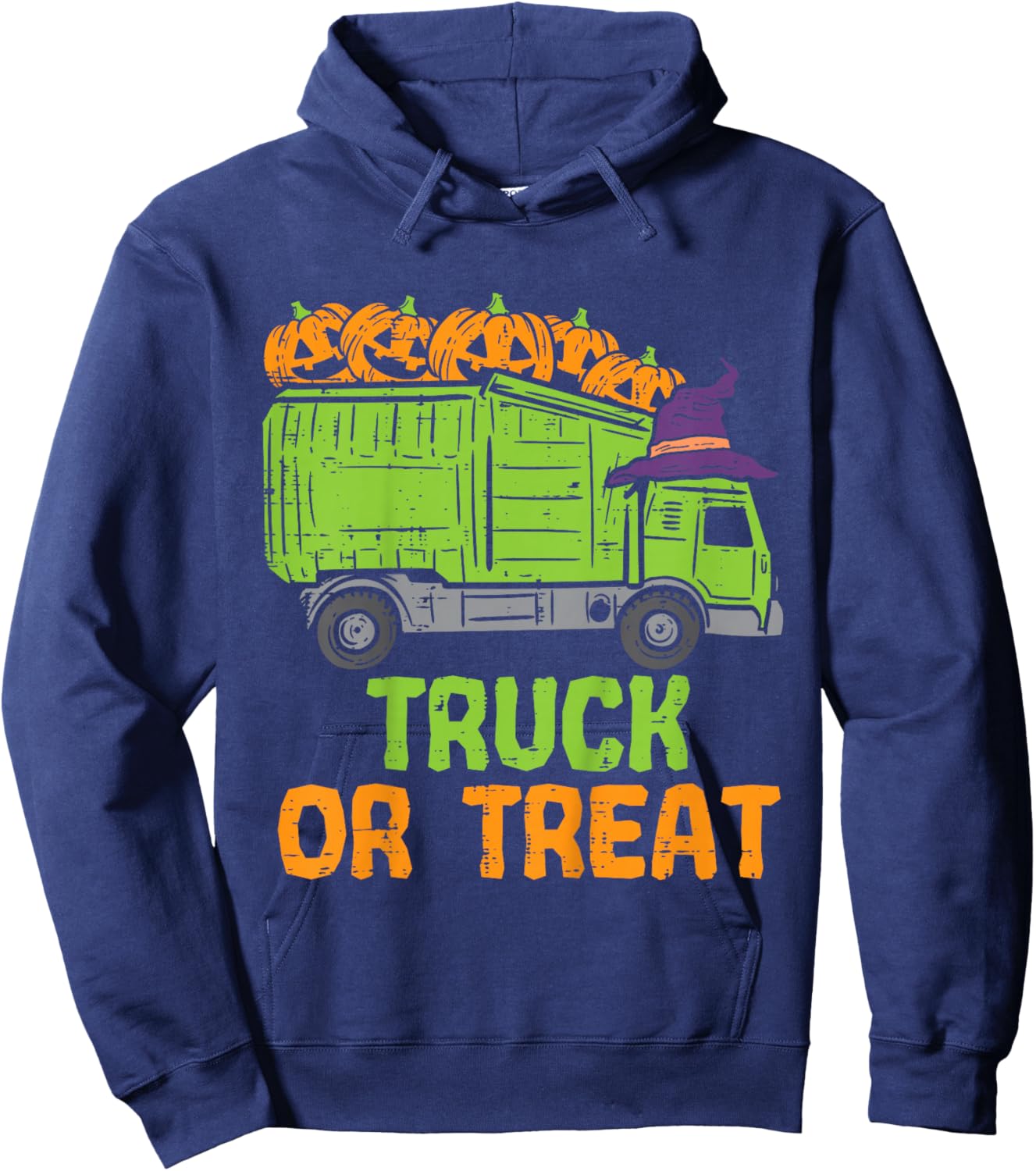 Kids Garbage Truck Pumpkins Toddler Baby Boys Halloween Kids Hoodie - Hoodie | Navy