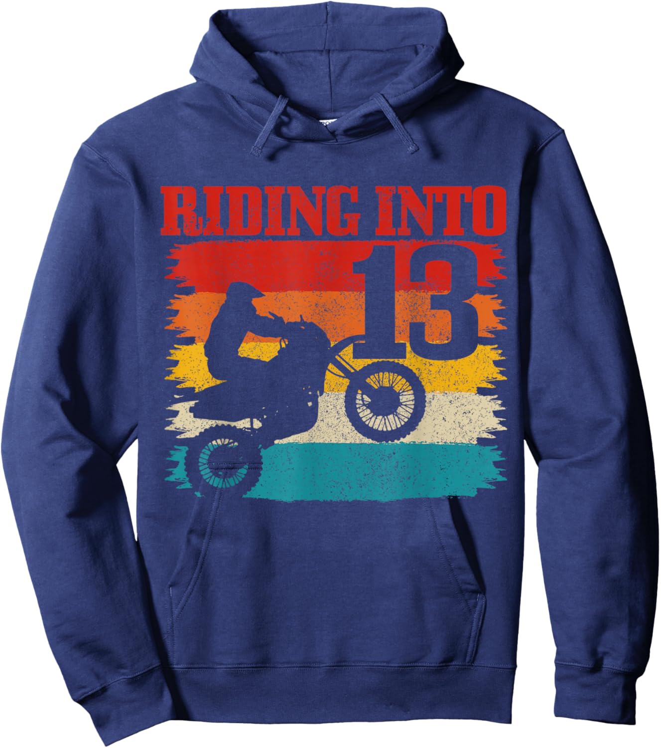 Riding Into 13 Motocross 13th Birthday Dirt Bike Enduro Hoodie - Hoodie | Navy