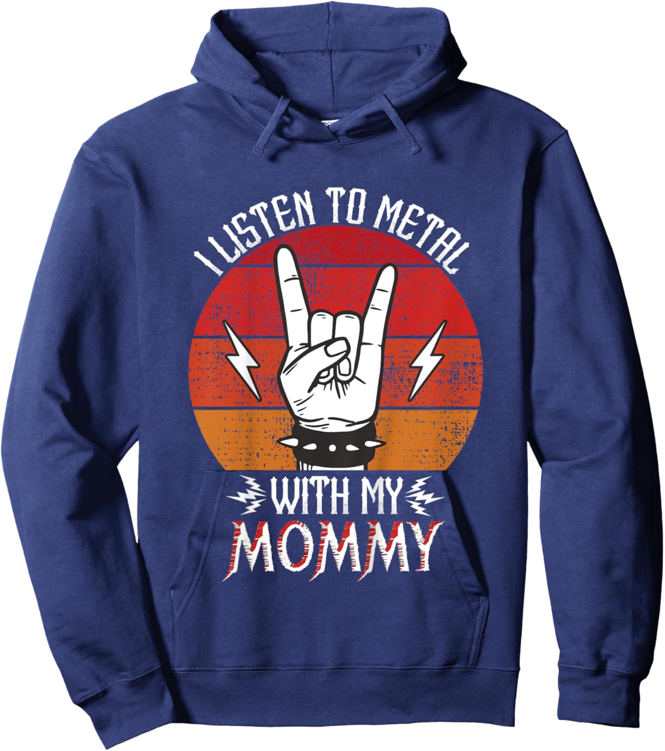 I Listen To Heavy Metal With My Mommy Kids Heavy Metal Hoodie - Hoodie | Navy