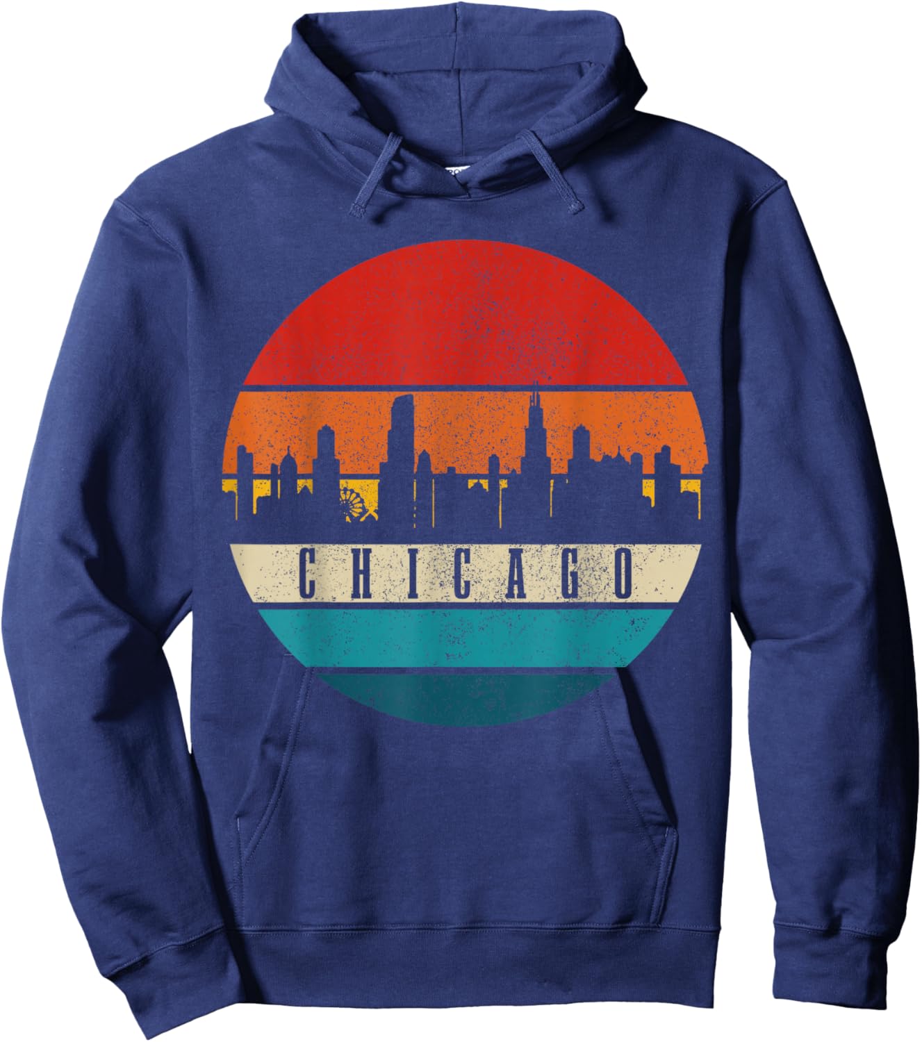 Chicago Illinois Skyline Vintage USA America Souvenir Hoodie - Hoodie | Navy