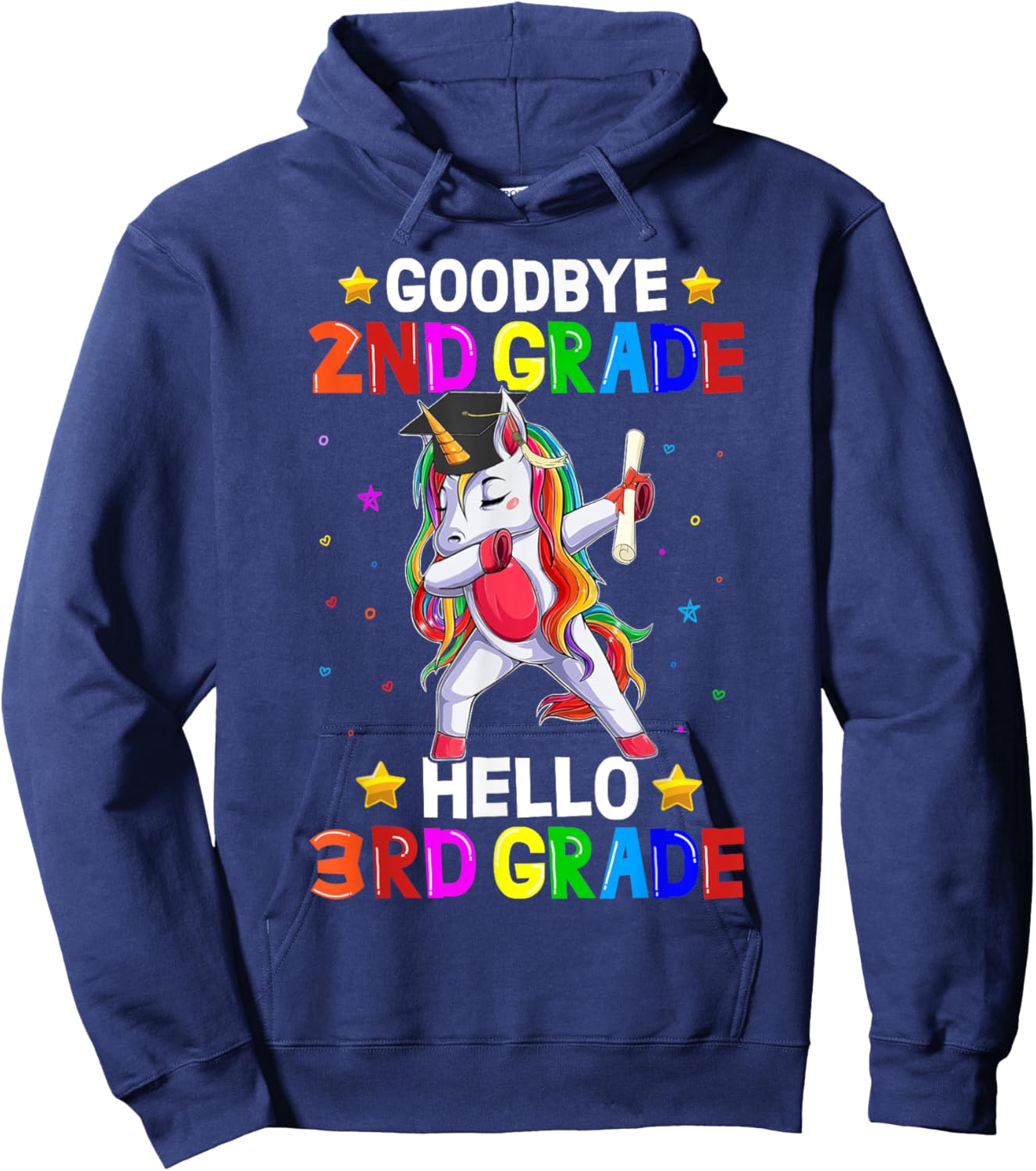 Goodbye 2nd Grade Hello 3rd Grade Unicorn Back To School Kid Hoodie - Hoodie | Navy