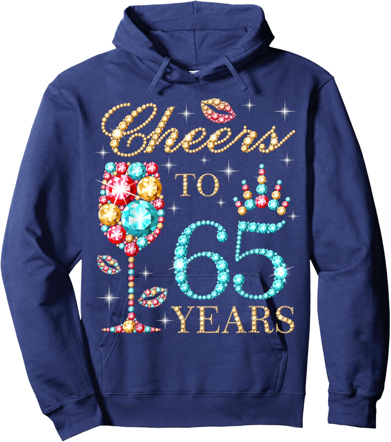Cheers To 65 Years, 65 Years Old Women, 65 Birthday Cute Hoodie - Hoodie | Navy