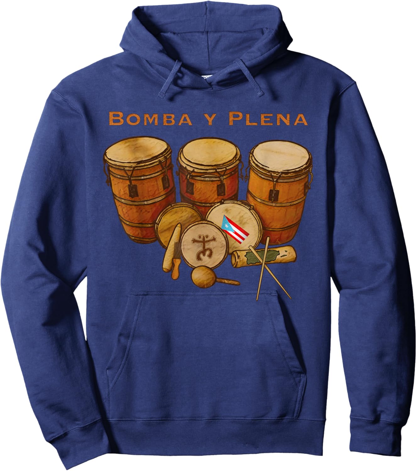 Puerto Rico Bomba y Plena Boricua Hoodie - Hoodie | Navy