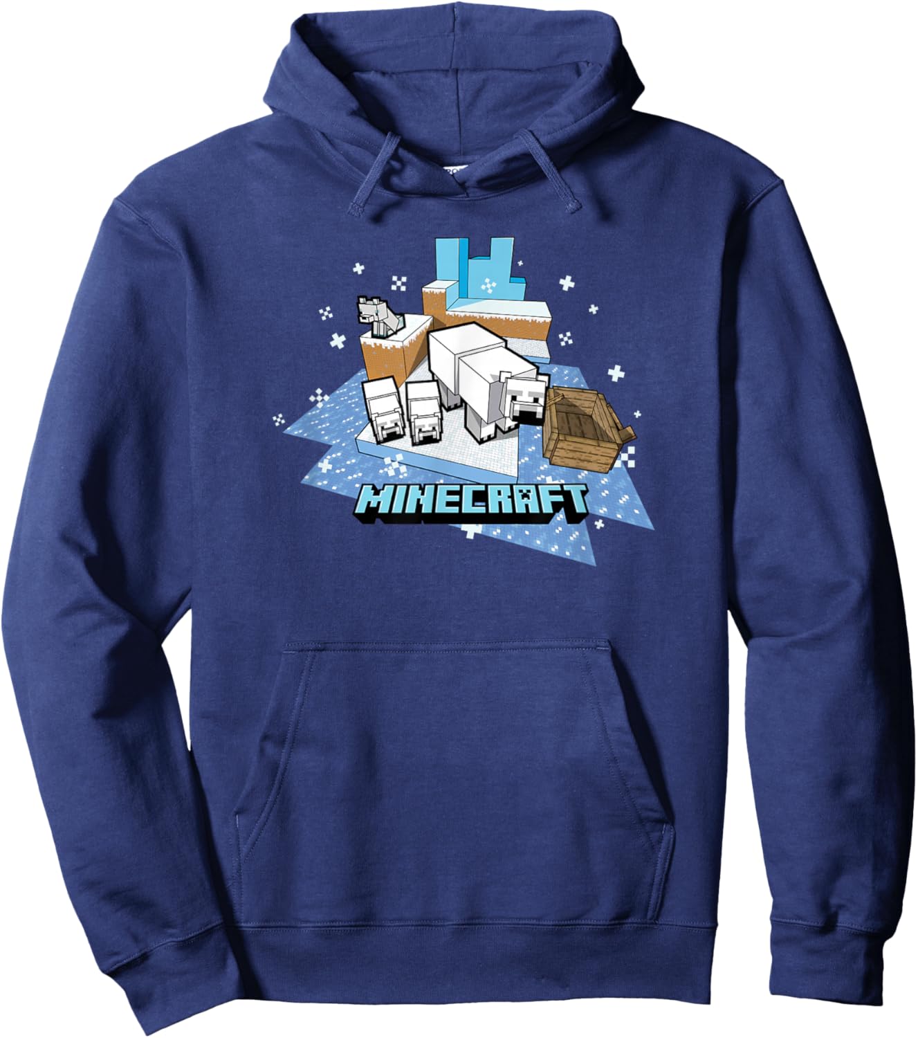 Minecraft Winter Mobs Polar Bears and Wolf Hoodie - Hoodie | Navy