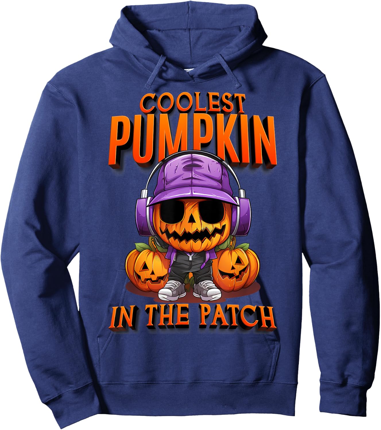 Coolest Pumpkin In The Patch Kids Toddler Boys Halloween Hoodie - Hoodie | Navy