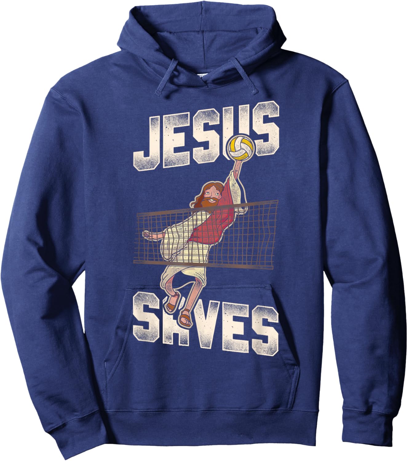 Volleyball Player Team Jesus Vintage Jesus Saves Hoodie - Hoodie | Navy