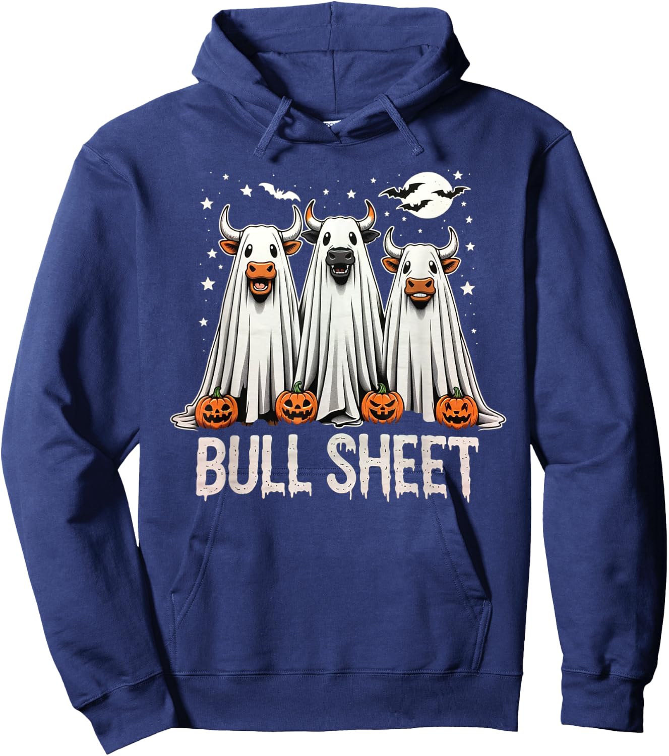 Bull Sheet: Funny Ghost Cow Halloween Hoodie - Hoodie | Navy