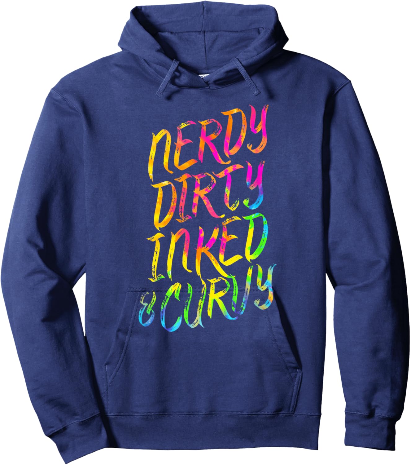 Nerdy Dirty Inked & Curvy - Tattoo Woman Girl Nerd Hoodie - Hoodie | Navy