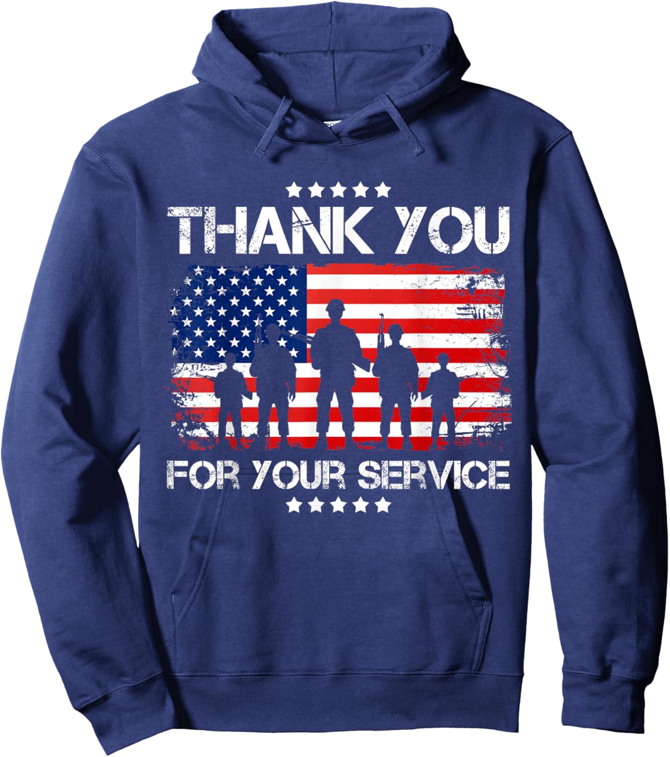 Thank You Patriotic Veteran Memorial Day 4th Of July US Flag Hoodie - Hoodie | Navy