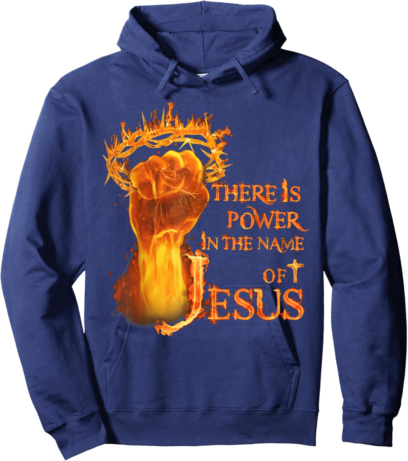There is power in name of Jesus fire Hoodie - Hoodie | Navy