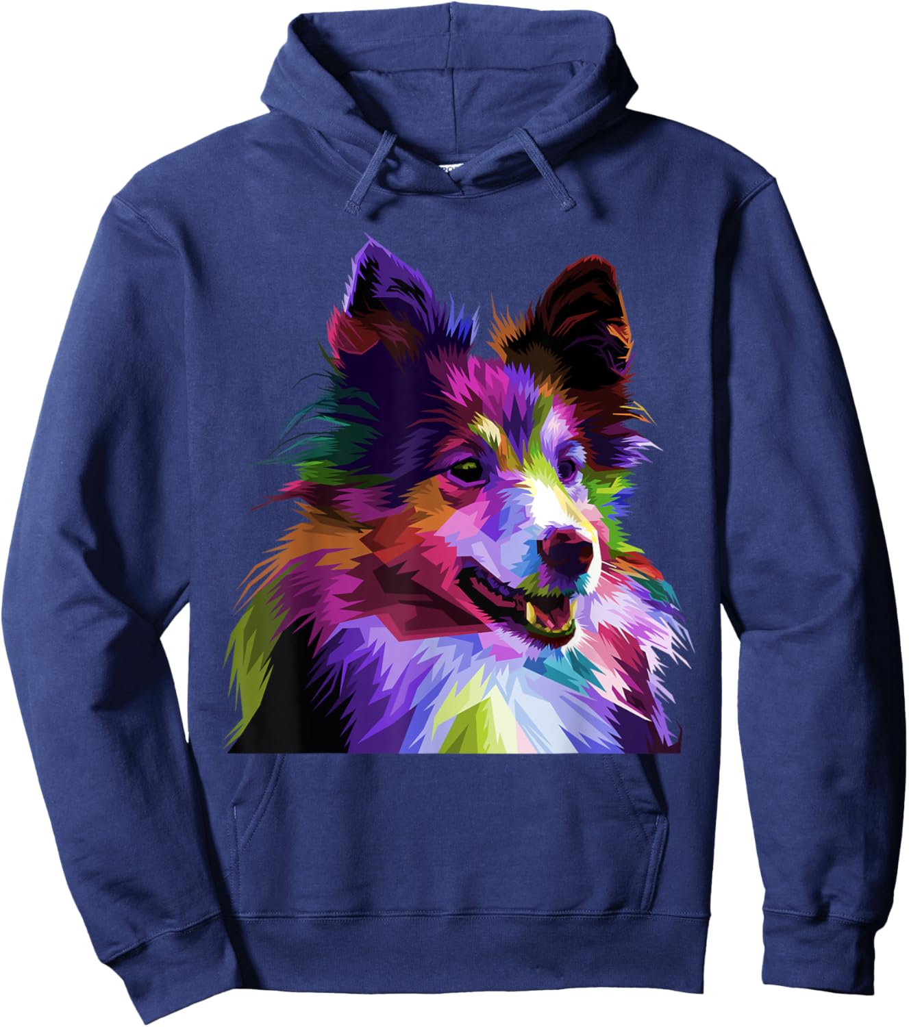 Sheltie Rough Collie Colorful Pop Art Portrait Dog Owners Hoodie - Hoodie | Navy