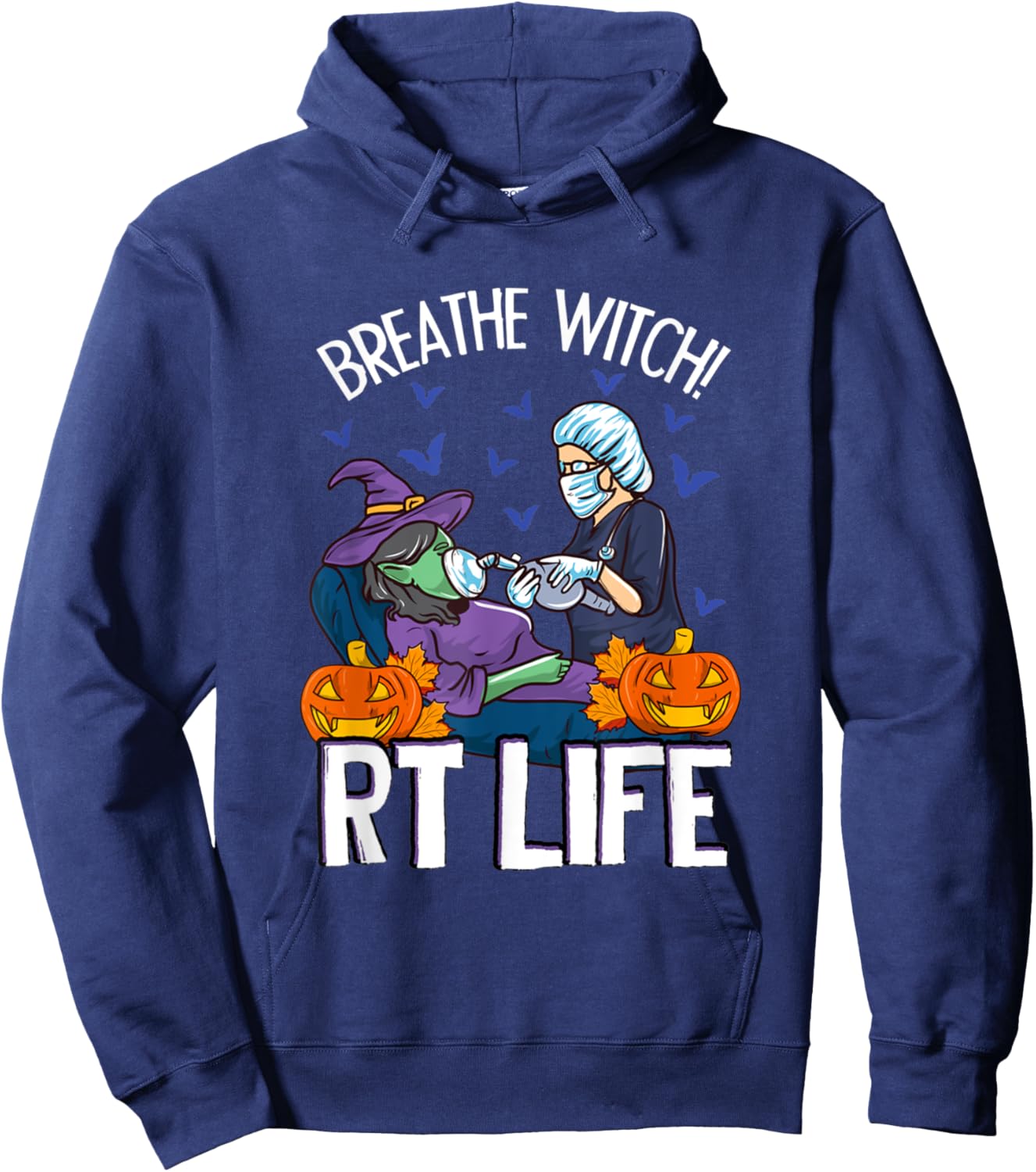 Respiratory Therapist Halloween Breathe Witch RT Lifes Hoodie - Hoodie | Navy