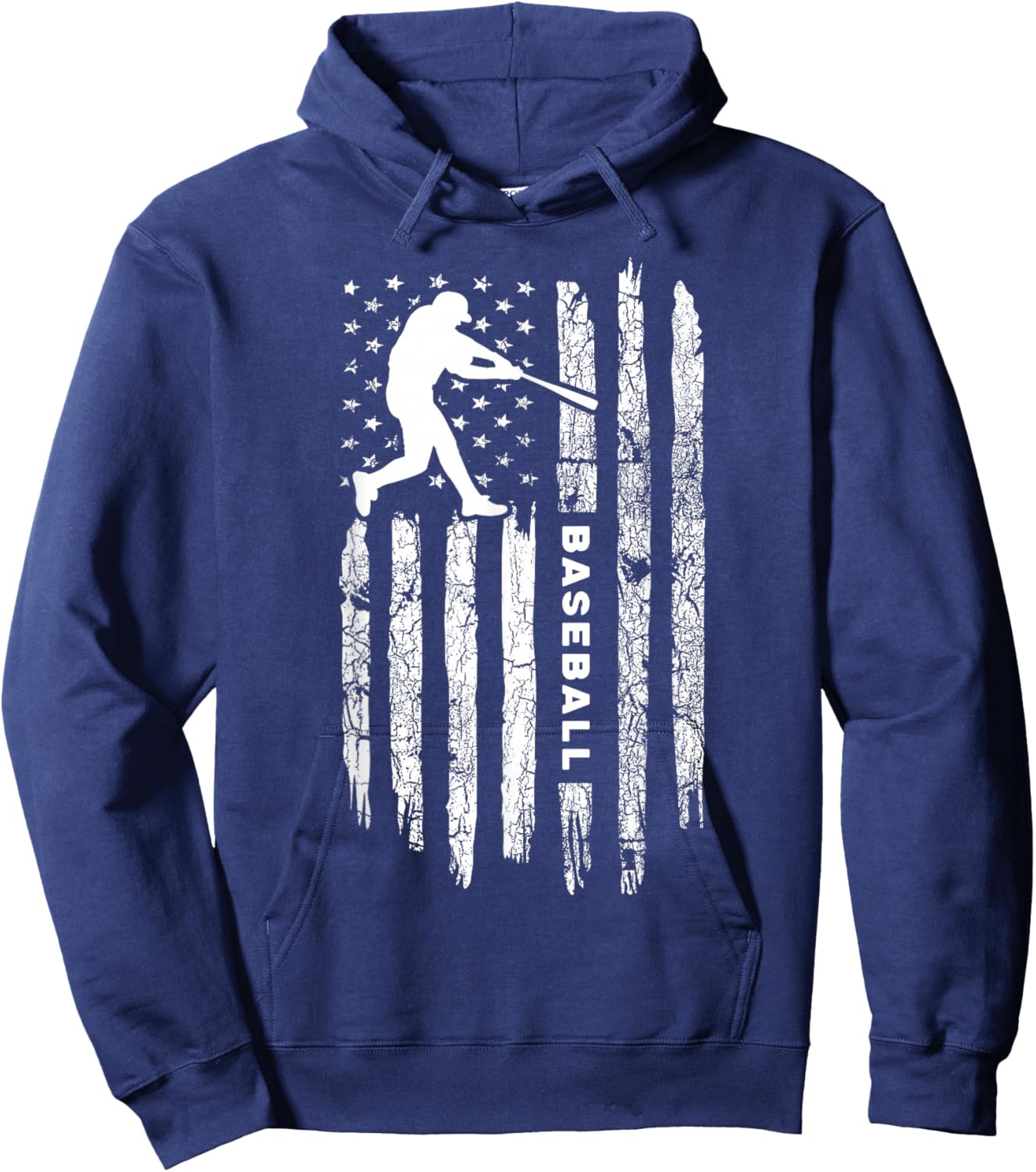 American Flag Baseball Apparel - Vintage Baseball Hoodie - Hoodie | Navy