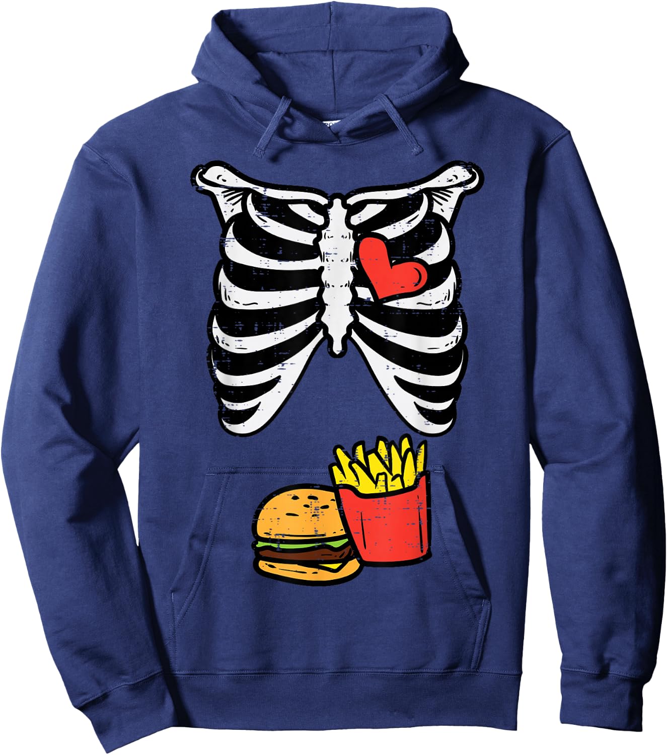 Halloween Skeleton Fries Burger Xray Costume Men Kids Women Hoodie - Hoodie | Navy