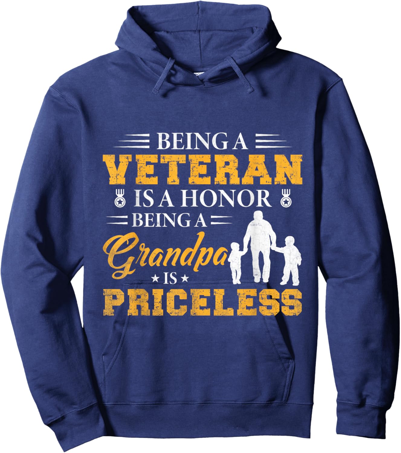 Being A Veteran Is A Honor Being A Grandpa Is Priceless Hoodie - Hoodie | Navy