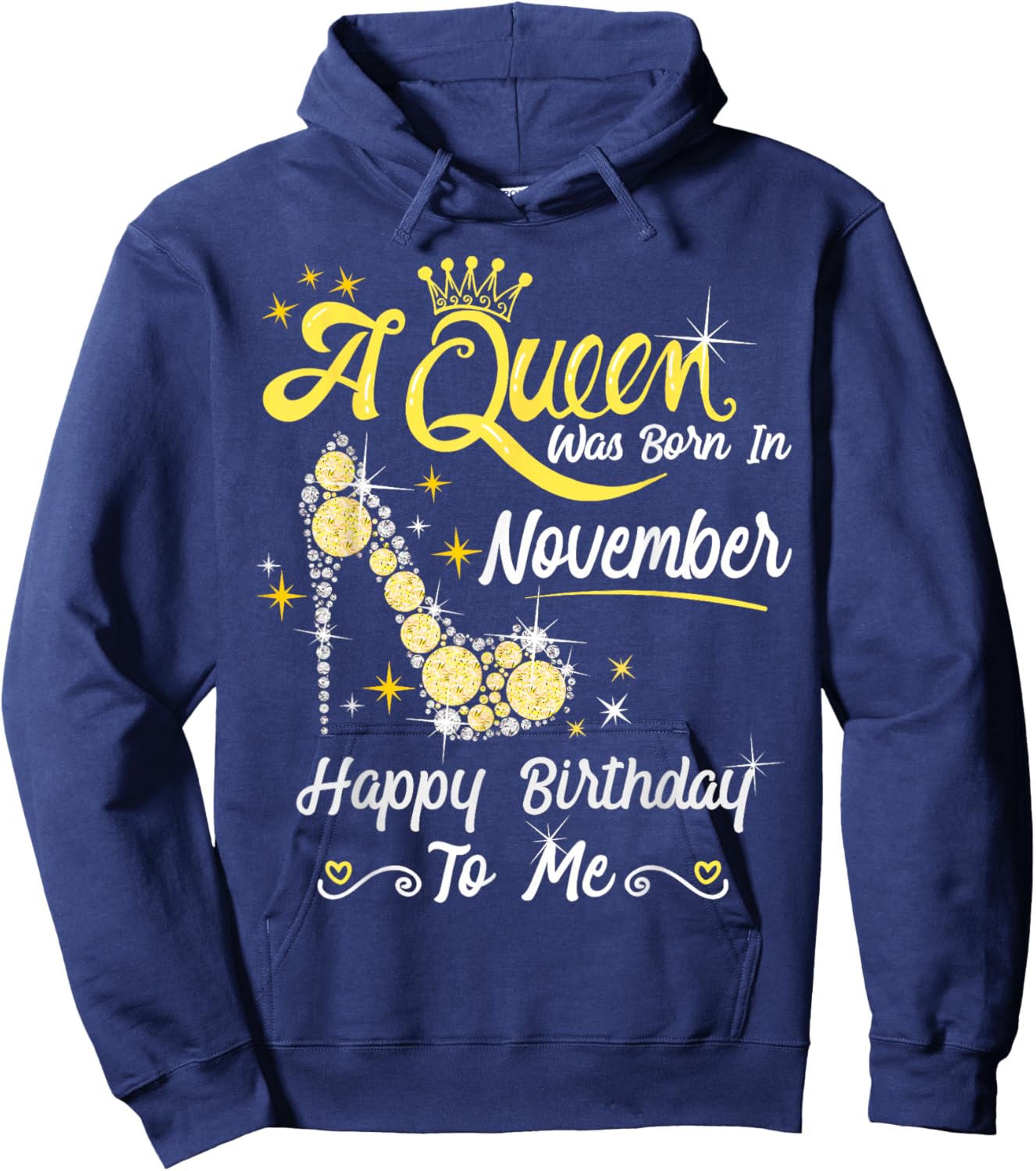 A Queen was Born in November Queen Birthday Shirt Hoodie - Hoodie | Navy