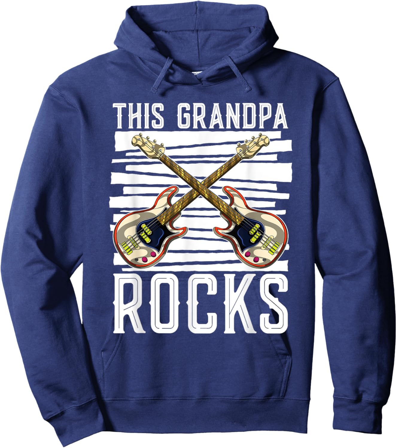 Funny Bassist Musician This Grandpa Rocks Bass Guitar Hoodie - Hoodie | Navy
