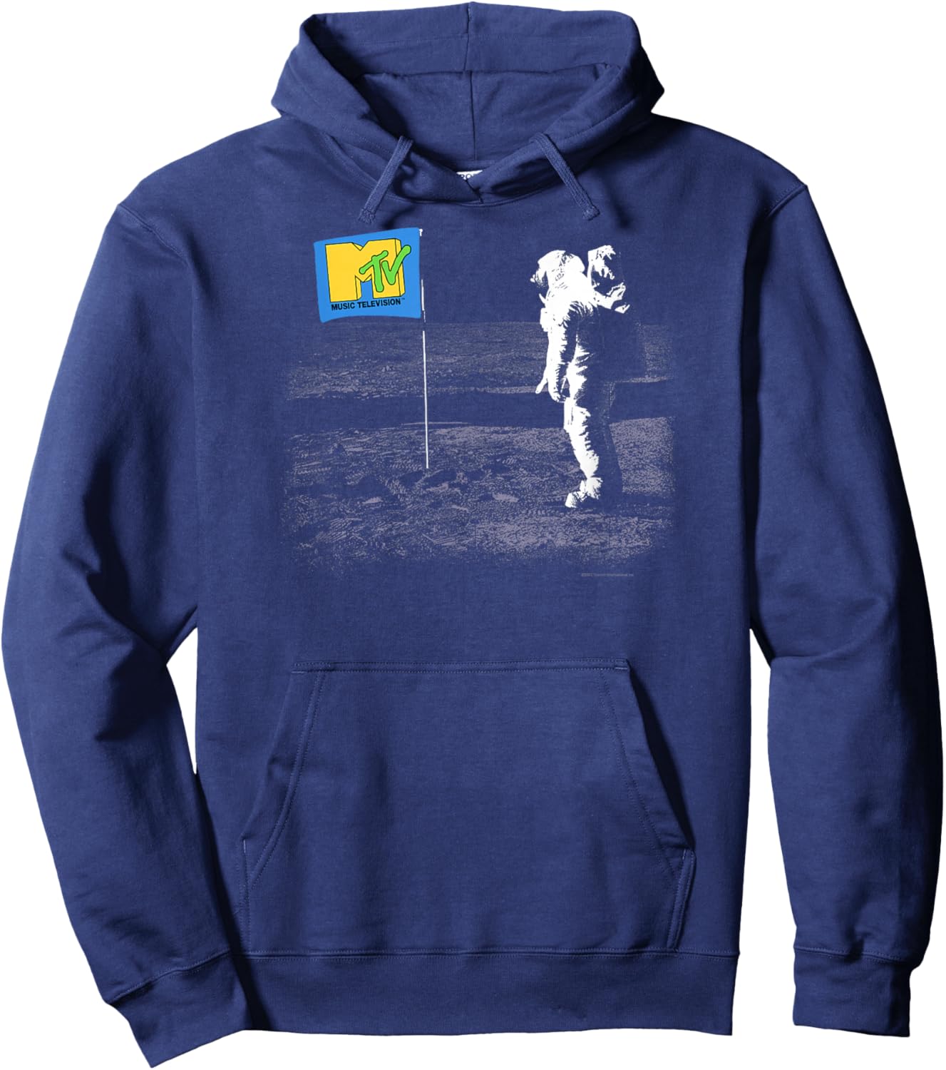 MTV Moon Person Vintage Flag on Moon Hoodie - Hoodie | Navy