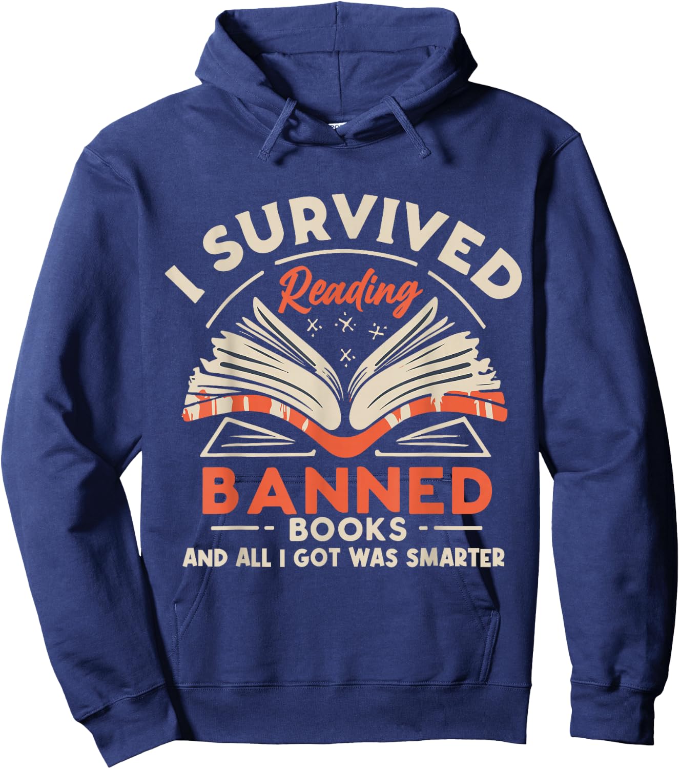 I Survived Reading Banned Books Book Lover Retro Vintage Hoodie - Hoodie | Navy