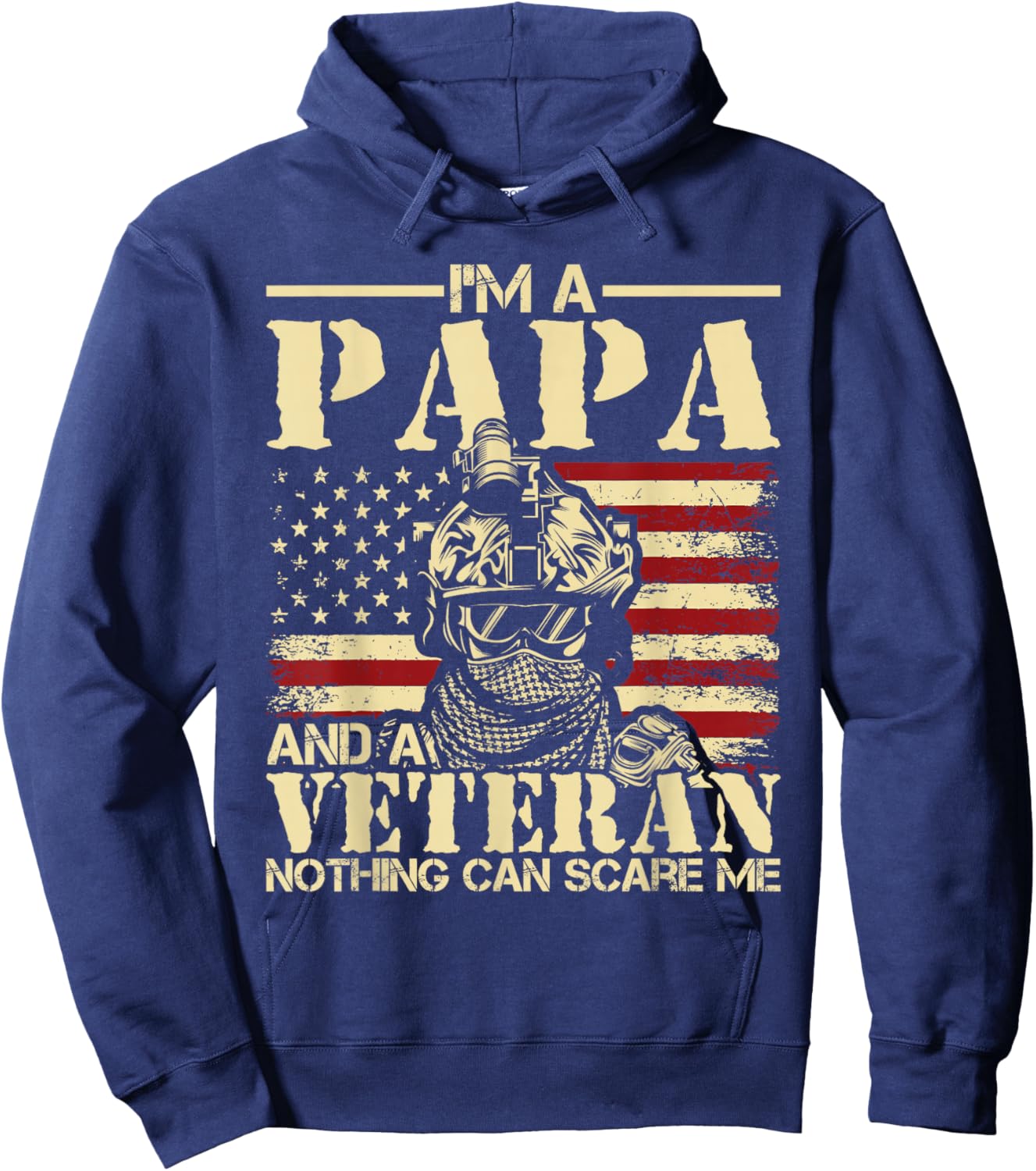 I'm A Papa And A Veteran - Patriotic USA American Flag Hoodie - Hoodie | Navy