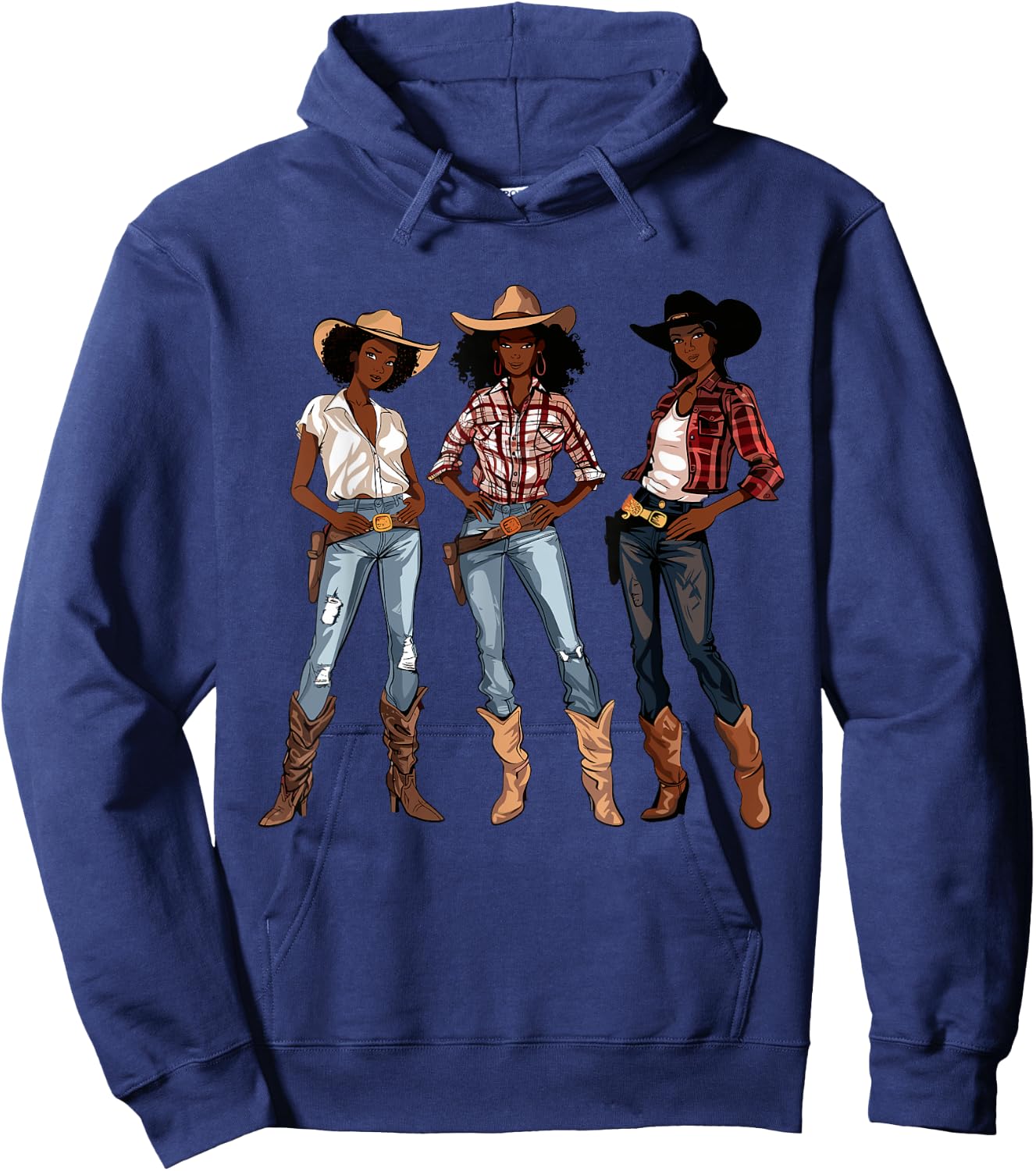 Black African American Cowgirl Western Country Texas Rodeo Hoodie - Hoodie | Navy