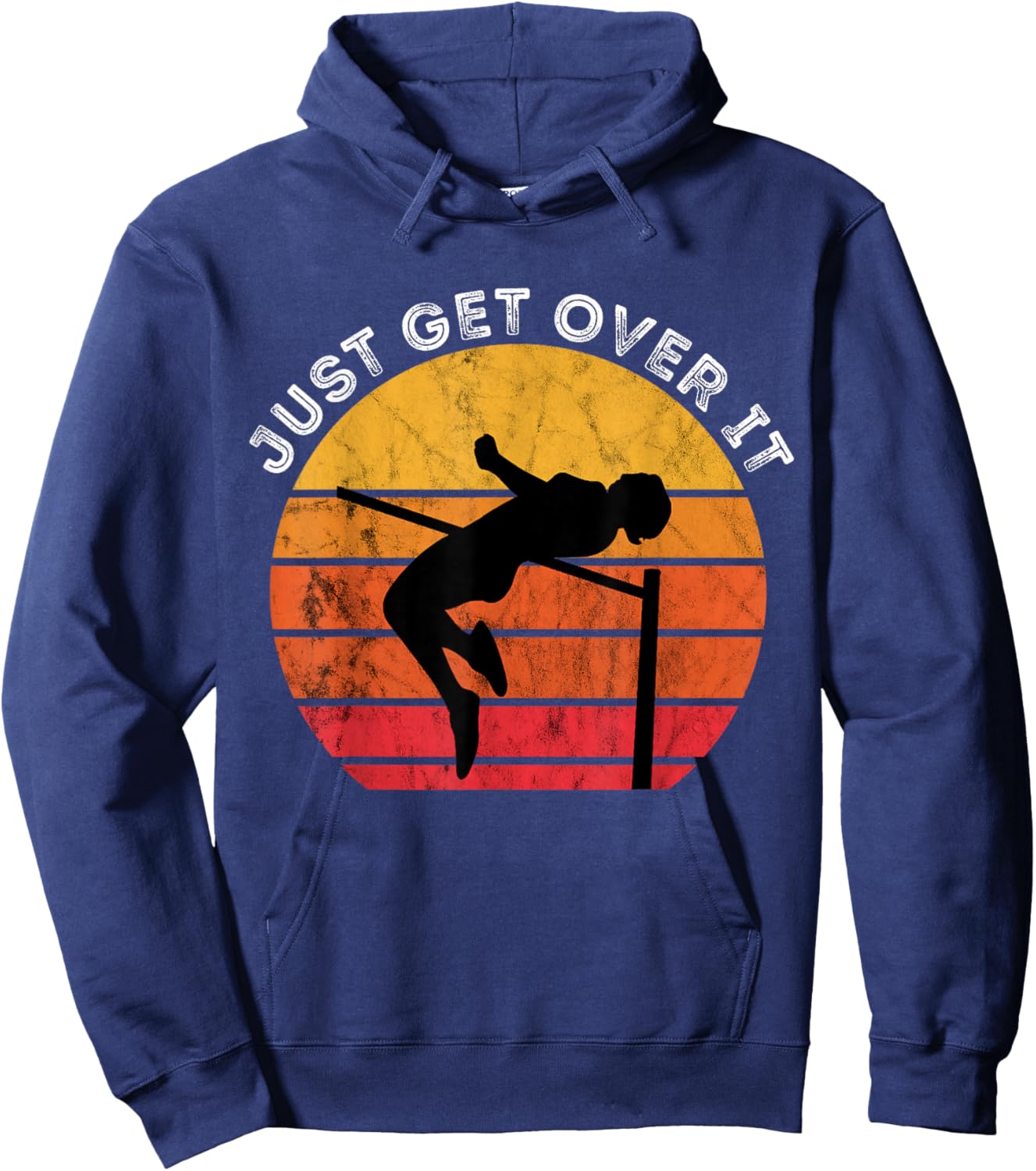High Jumping Just Get Over It Vintage Retro Sunset High Jump Hoodie - Hoodie | Navy