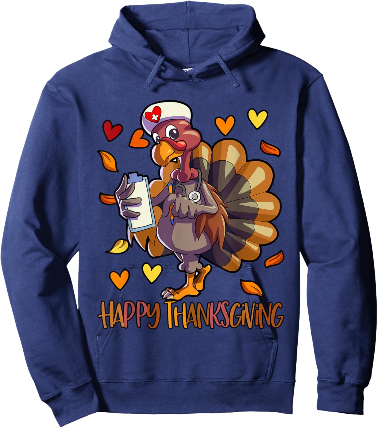 Turkey Nurse Thanksgiving Women Holiday Nursing Hoodie - Hoodie | Navy