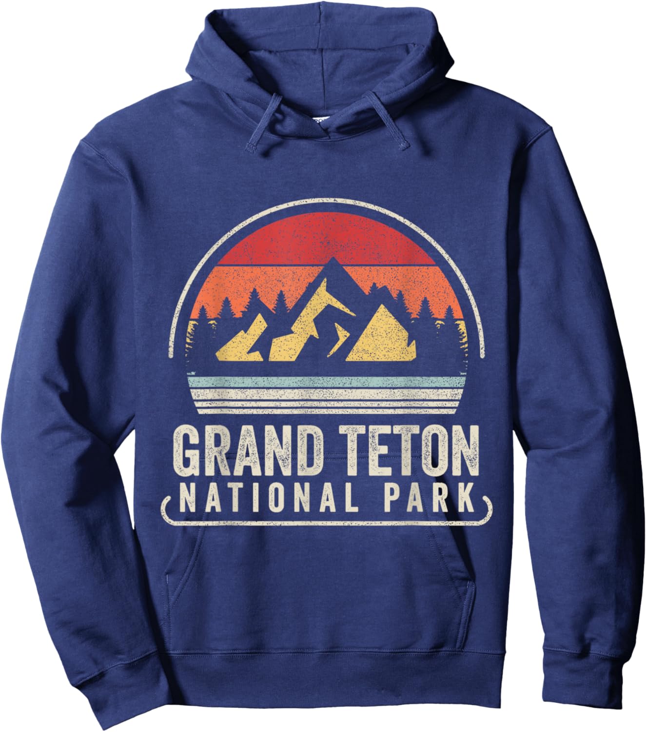 Retro Vintage Grand Teton National Park Hoodie - Hoodie | Navy