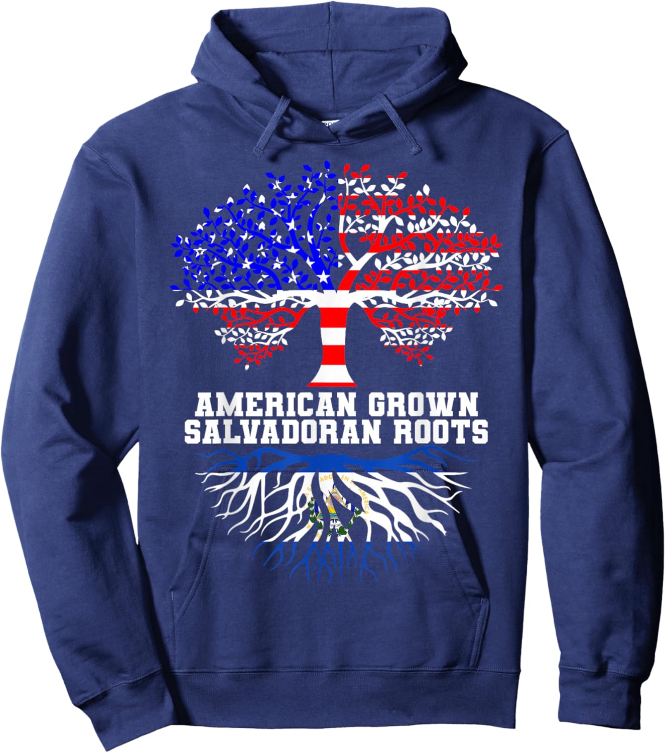 El Salvador American Salvadoran Roots Heritage Patriotic Hoodie - Hoodie | Navy