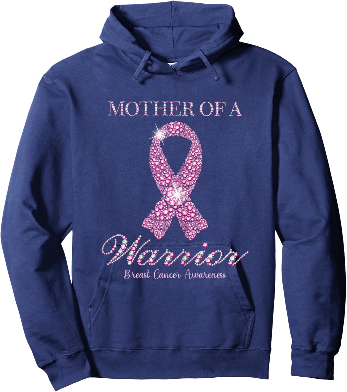 Mother Of A Warrior Breast Cancer Awareness Pink Ribbon Hoodie - Hoodie | Navy