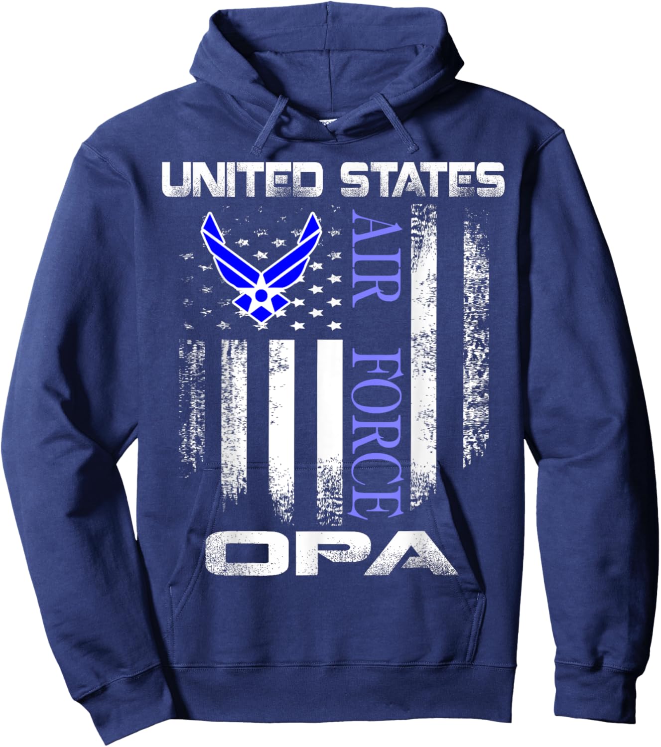 Vintage United States Air Force Opa With American Flag Hoodie - Hoodie | Navy