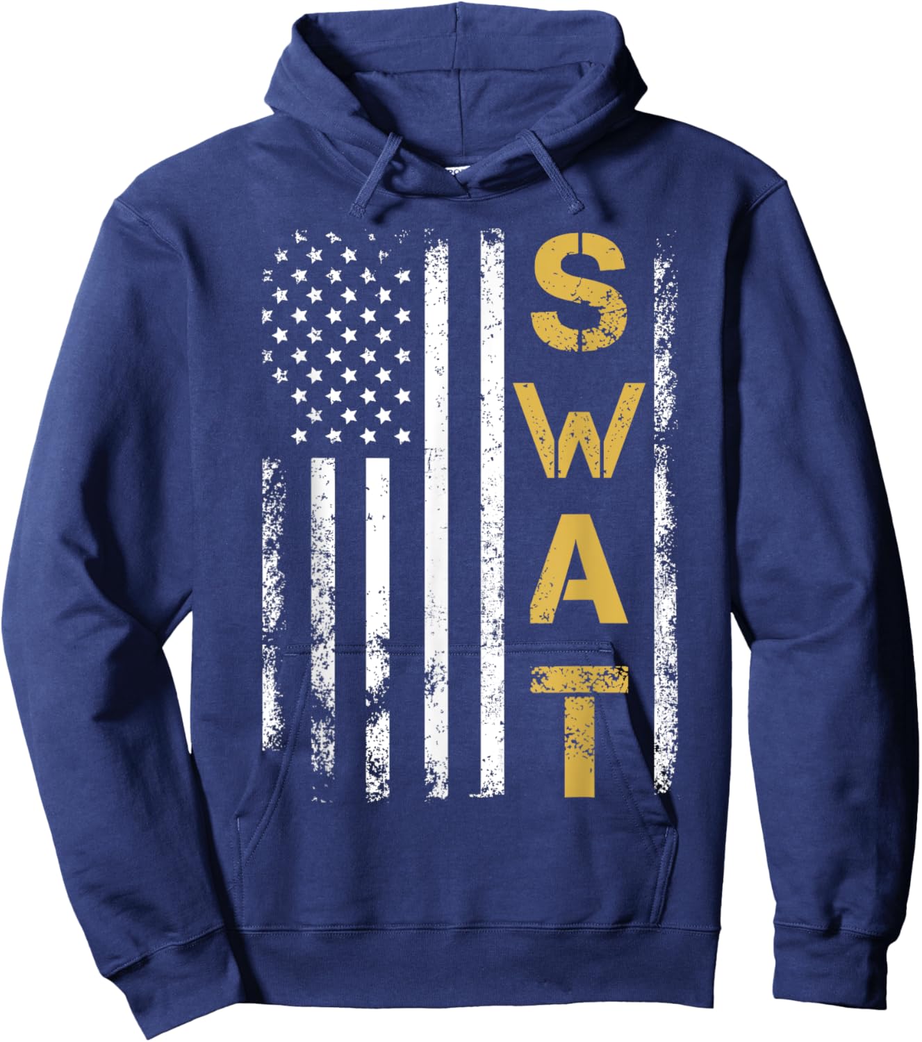 Retired SWAT American Flag Police Officer Thin Blue Line Women Men Hoodie - Hoodie | Navy