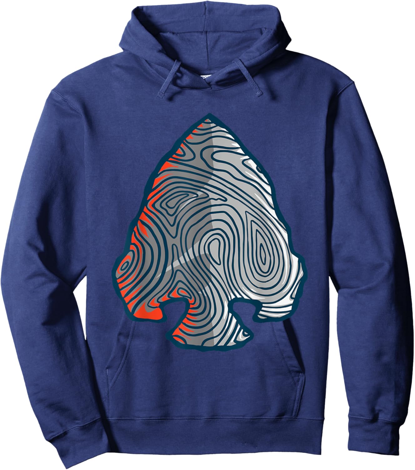 Topographic Lines Arrowhead Design Hiking Graphic Retro Hoodie - Hoodie | Navy