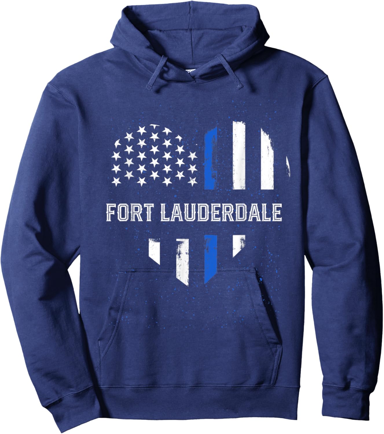 Thin Blue Line Heart Fort Lauderdale Police Officer Hoodie - Hoodie | Navy