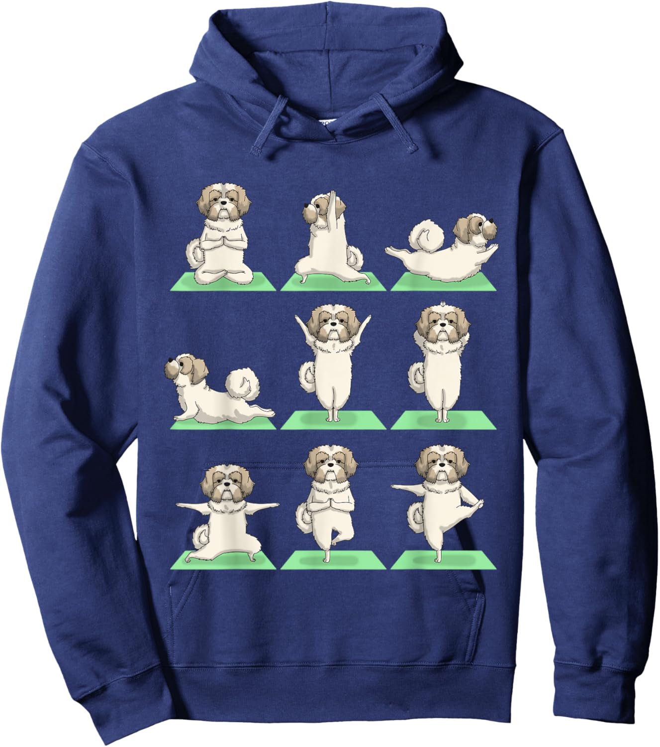Shih Tzu Dog Yoga Pose Zen Cute Workout Exercise Yogi Funny Hoodie - Hoodie | Navy