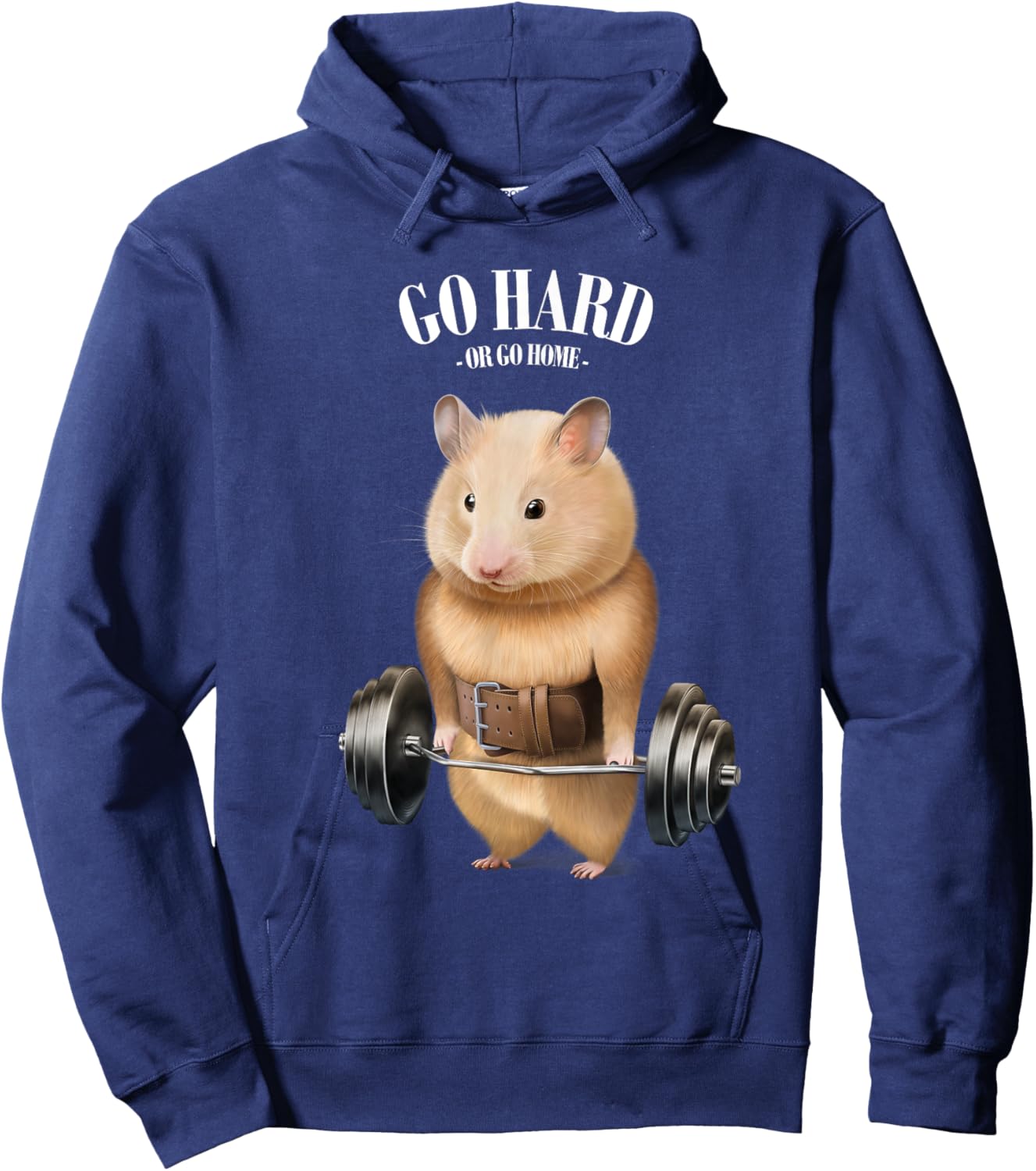 Hamster Muscle Training with Barbell Shrug Bar Fitness Gym Hoodie - Hoodie | Navy