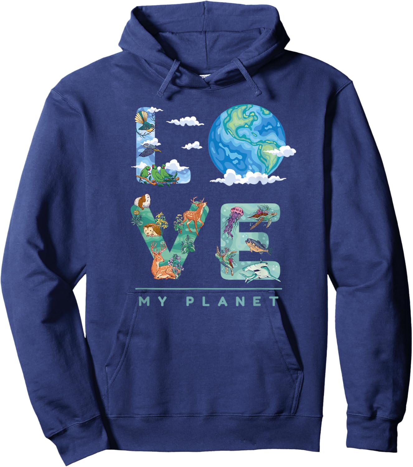 LOVE My Planet / Earth Day Environment, climate change Hoodie - Hoodie | Navy