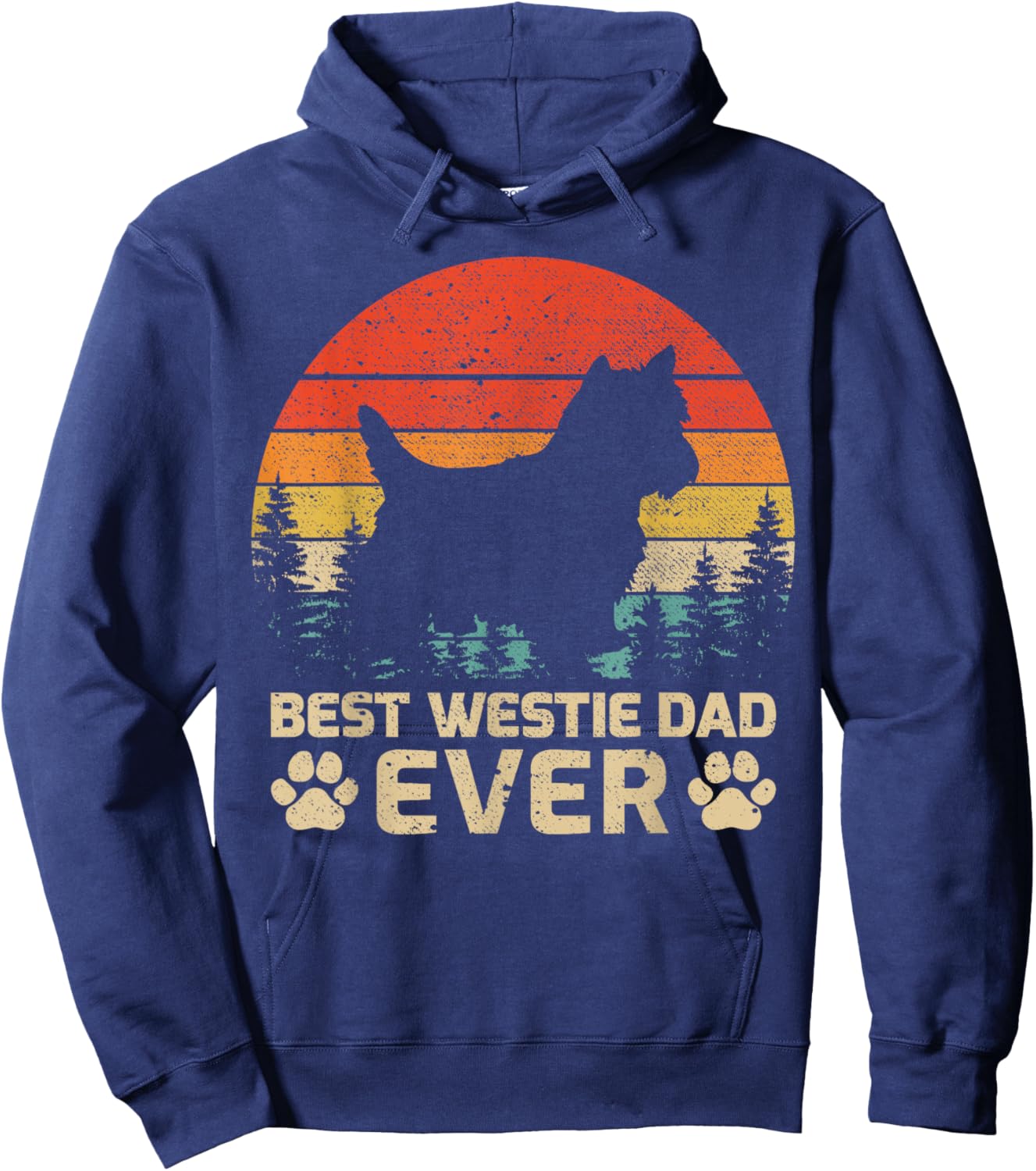 Retro Vintage Best Westie Dad Ever Father's Day Hoodie - Hoodie | Navy