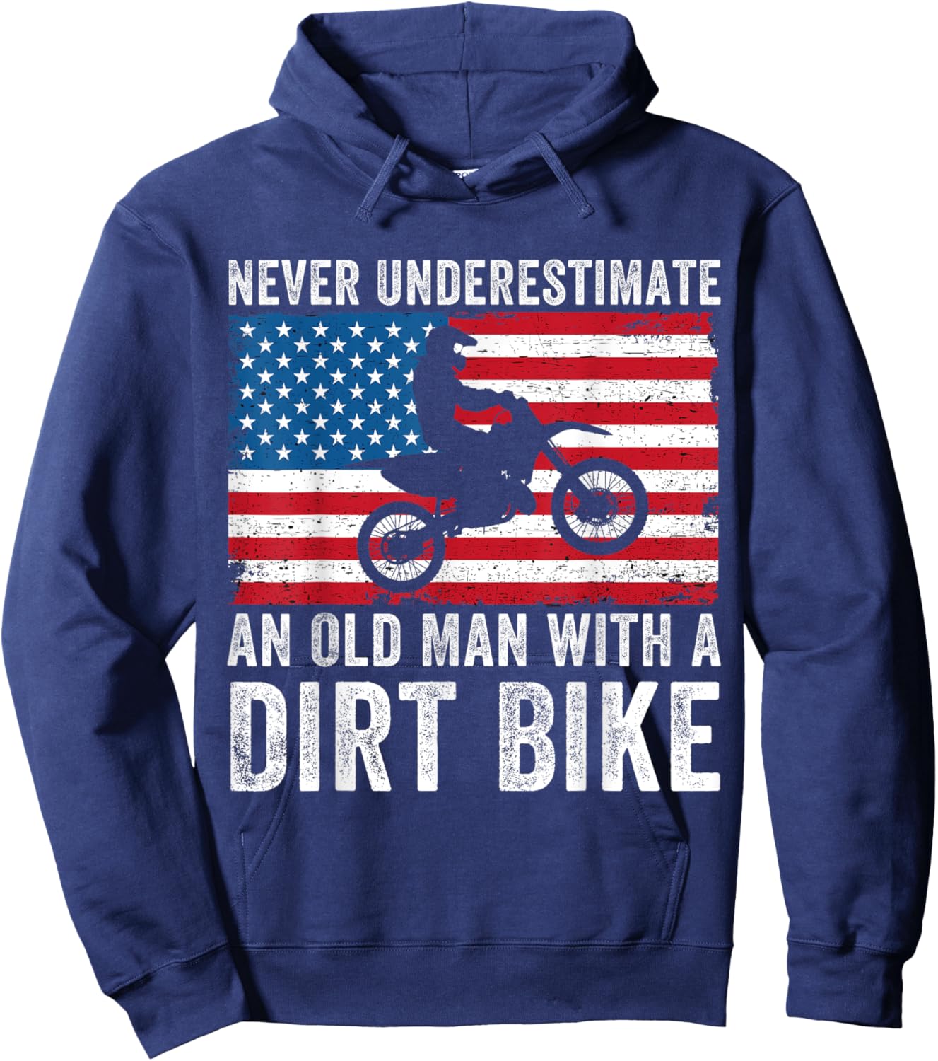 Never Underestimate An Old Man With A Dirt Bike Grandpa Dad Hoodie - Hoodie | Navy