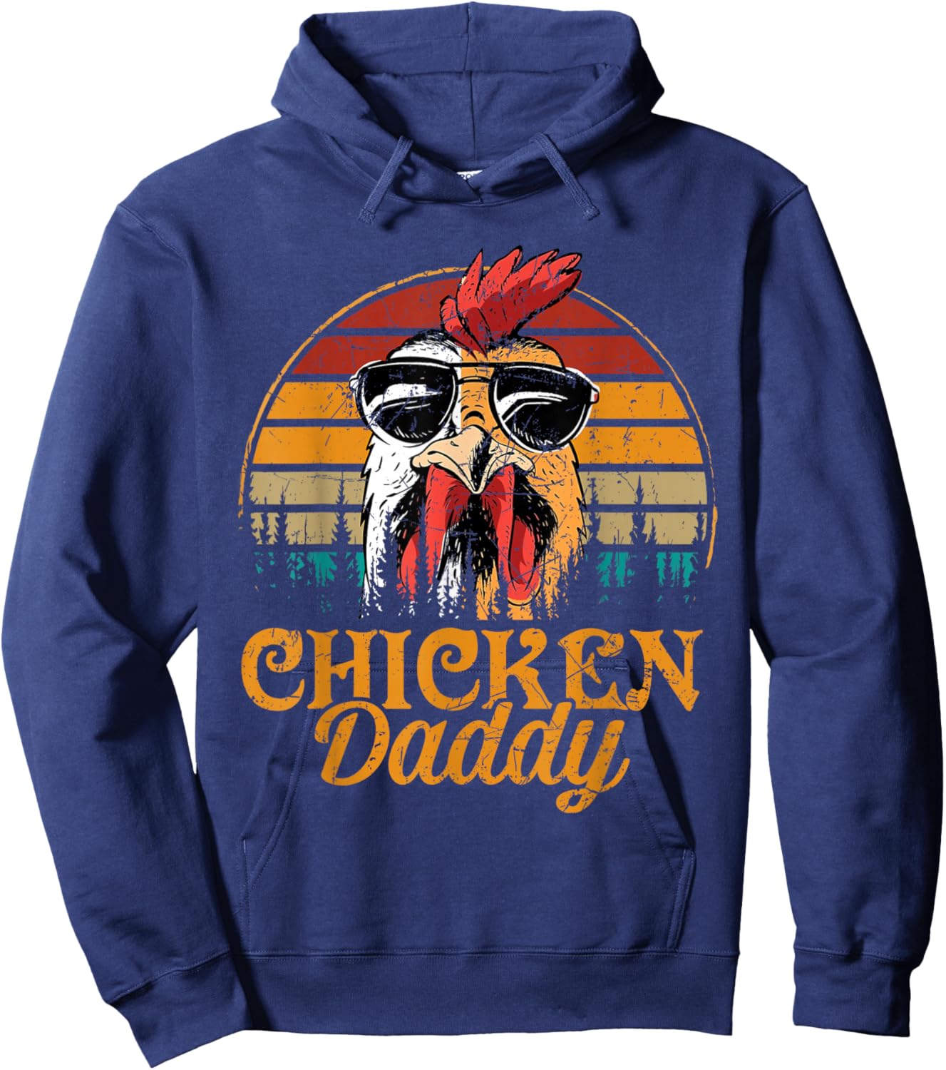 Chicken Daddy Vintage Poultry Farmer Funny Fathers Day Hoodie - Hoodie | Navy