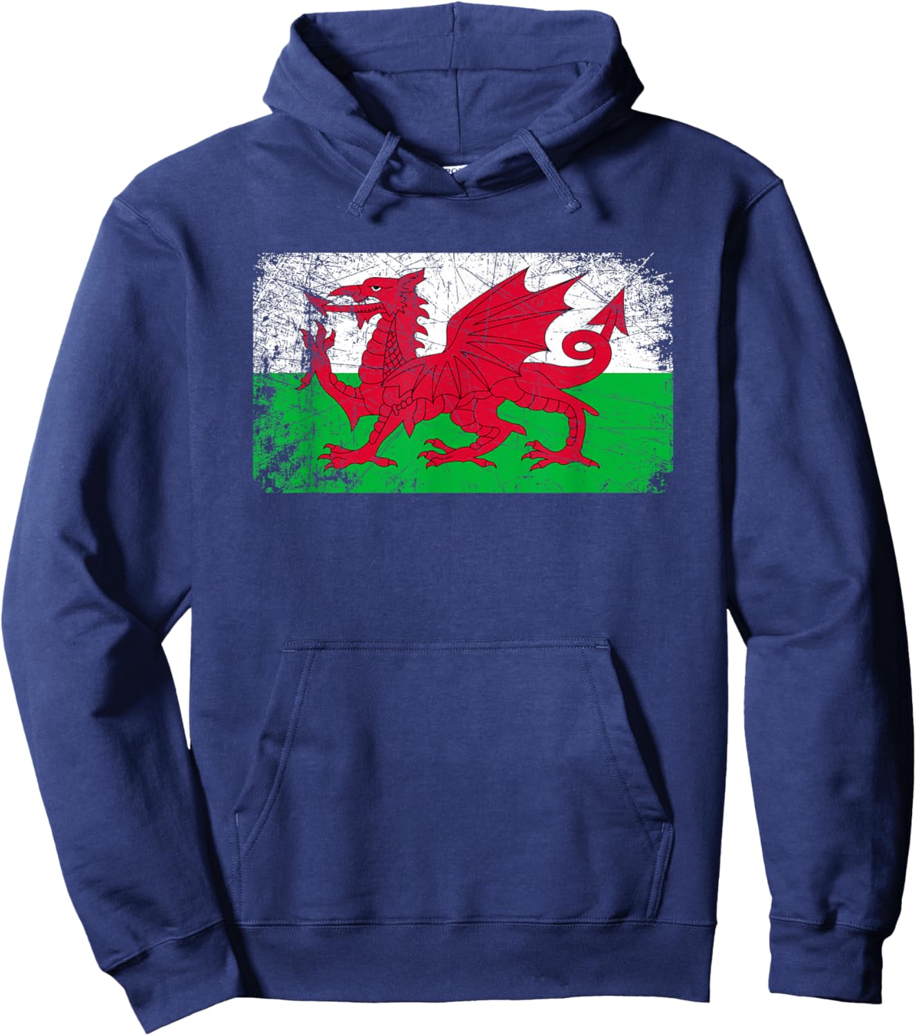 Vintage Made in Wales Welsh Flag Gift Hoodie - Hoodie | Navy