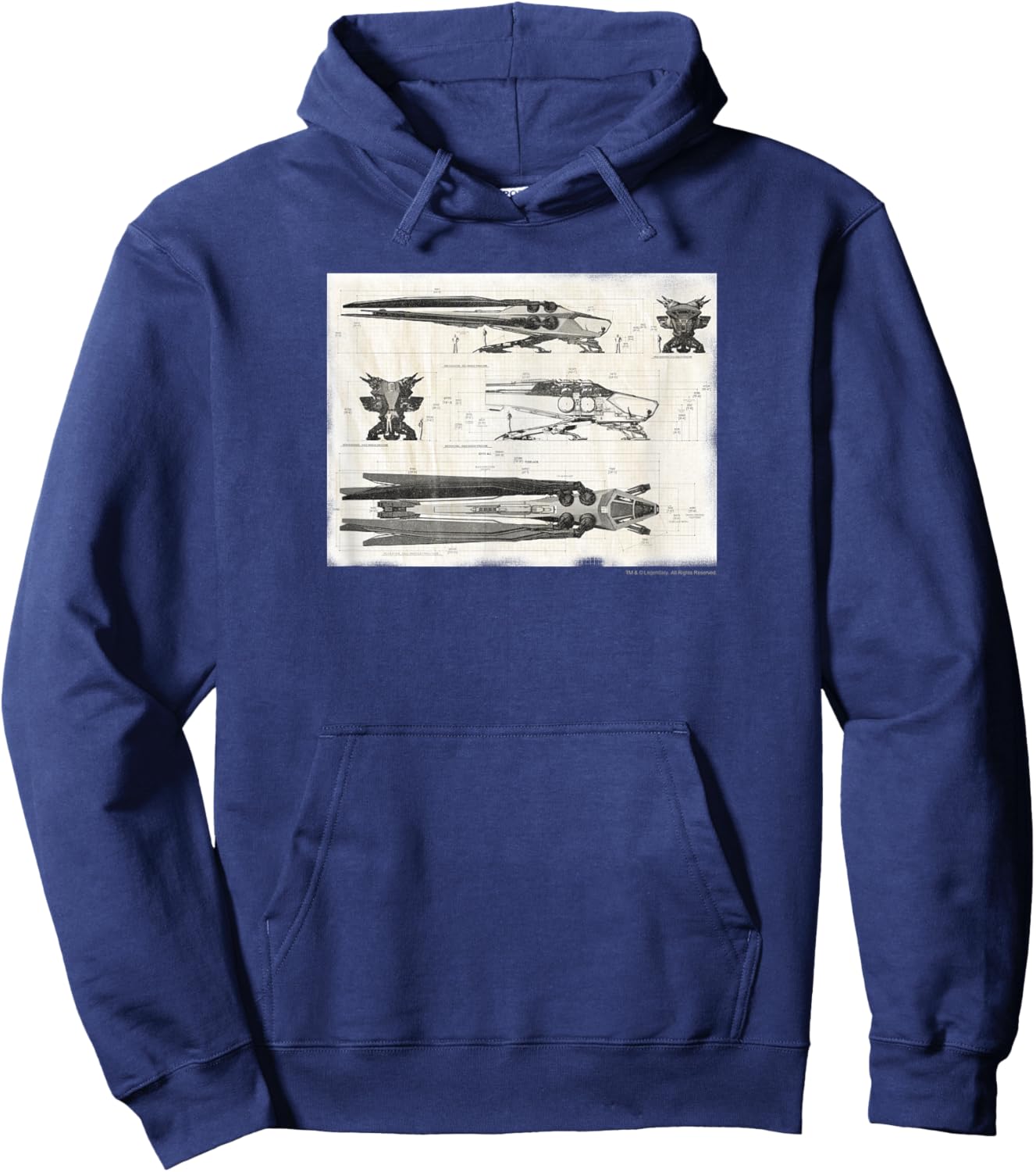 Dune - Royal Ornithopter Blueprint - Cream Hoodie - Hoodie | Navy