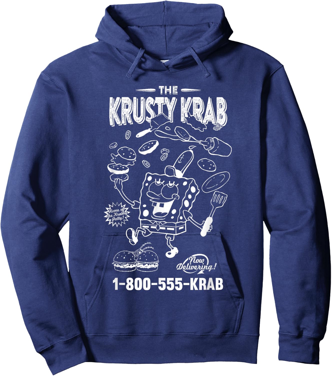 SpongeBob SquarePants The Krusty Krab Vintage Ad Outline Hoodie - Hoodie | Navy