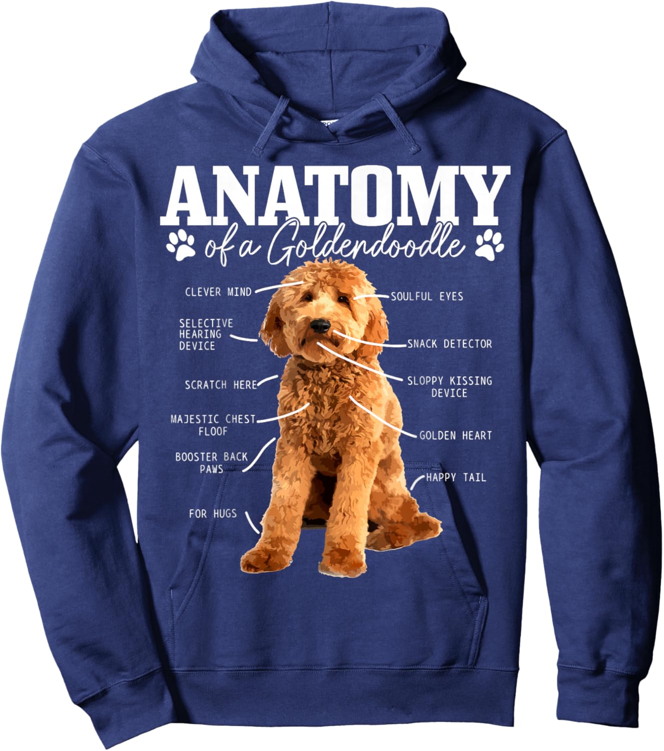 Anatomy of A Goldendoodle Funny Cute Dog Doodle Mom Dad Hoodie - Hoodie | Navy